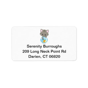 Cute Cat Lover Grey Tabby Tiger Kitten Kitty Mum Label