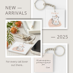 Cute Cat Lover Personalised Keychain with Message