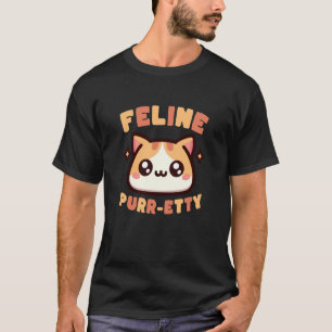 Cute Cat Lover Pun Feline Purr-Etty Kawaii Art Lon T-Shirt