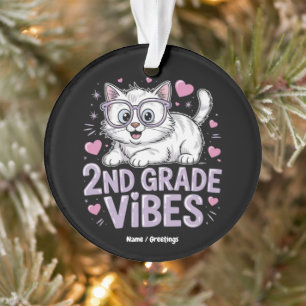 Cute Cat Lover Second Grade Vibes Back To School K Ornament