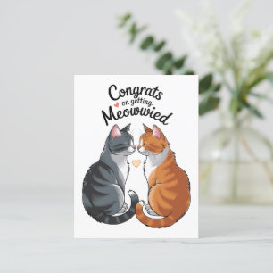 Cute Cat Lover Wedding Congratulations Engagement Postcard