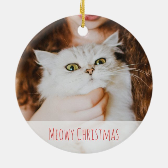 Cute Cat Lover Winter Meowy Christmas Ceramic Tree Decoration (Back)