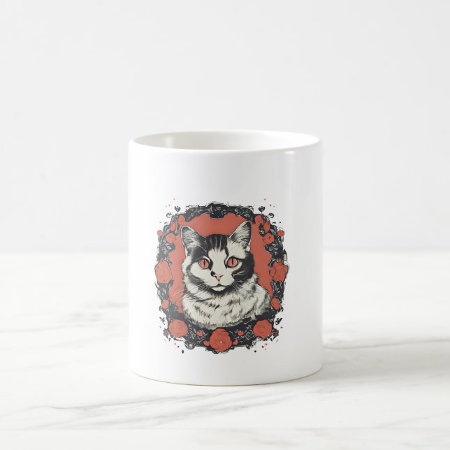 cute cat lovers art design  coffee mug (Center)