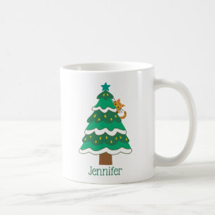 Cute cat lovers christmas tree personalized coffee mug