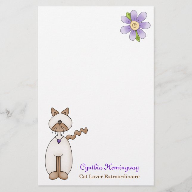 Cute Cat Lovers Custom Stationery (Front)