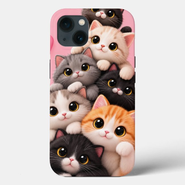 Cute Cat Lovers Pink Phone Case (Back)