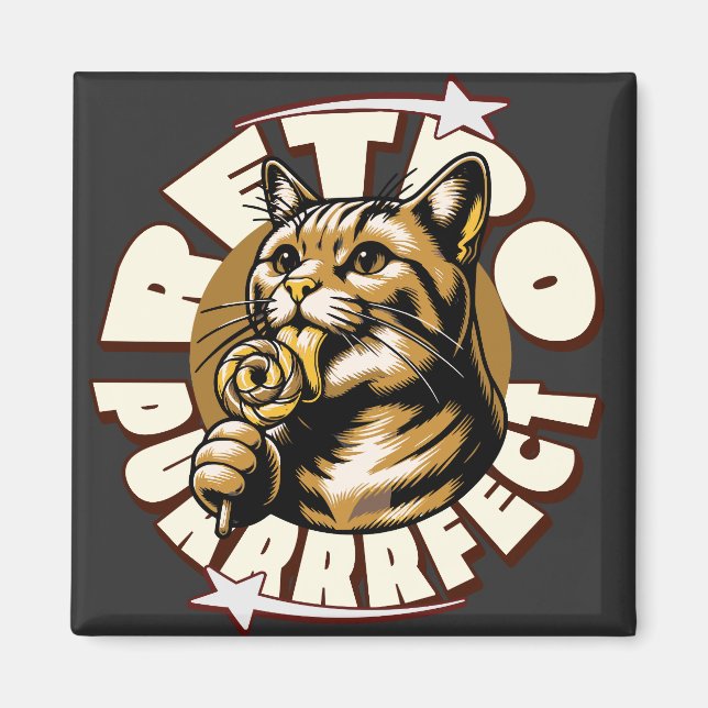 Cute Cat Lovers Retro Lollipop  Magnet (Front)