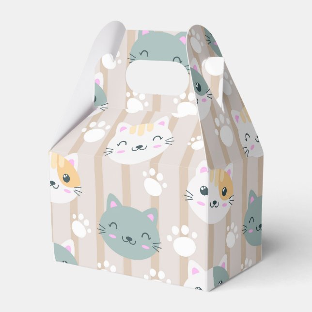cute cat lovers tiled party  favour box (Front Side)