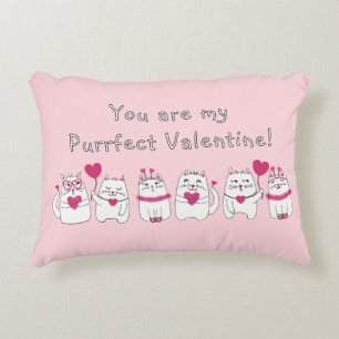 Cute Cat Lovers Valentine's Day Pink Decorative Cushion
