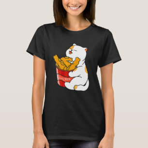 Cute Cat Loves Fried Chicken Love Cat Fied Chicken T-Shirt