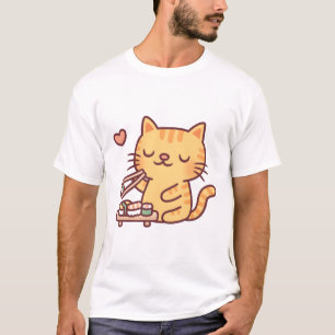 Cute Cat Loves Japanese Sushi T-Shirt