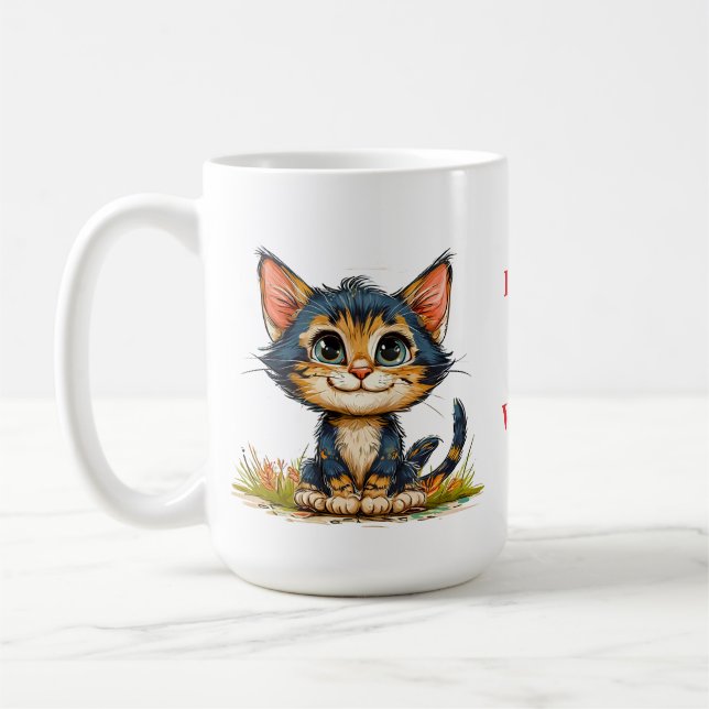 🐱 Cute Cat Loving Home Style Coffee 💚 Mug (Left)
