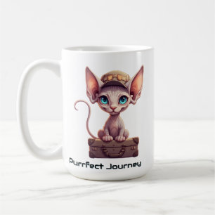 Cute Cat Luggage Tag Gift for Cat Lovers & Travel Coffee Mug