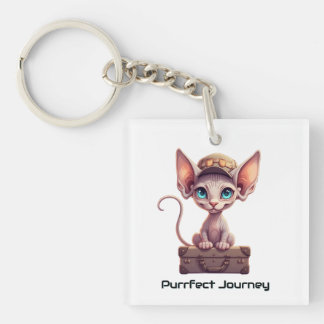 Cute Cat Luggage Tag  Gift for Cat Lovers & Travel Key Ring