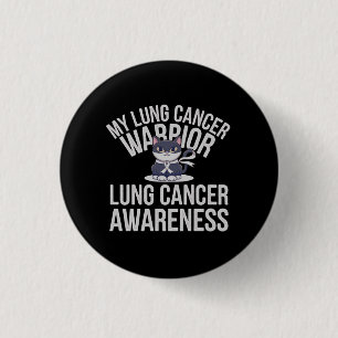 Cute Cat Lung Cancer Warrior Show Your Strength 3 Cm Round Badge