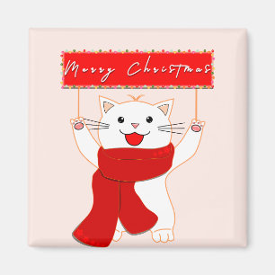 Cute Cat Magnet Merry Christmas