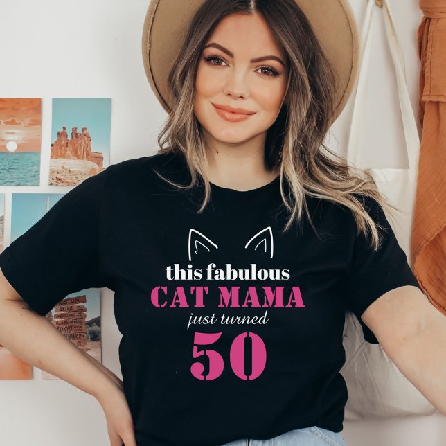 Cute Cat mama 50th birthday T-Shirt (Creator Uploaded)