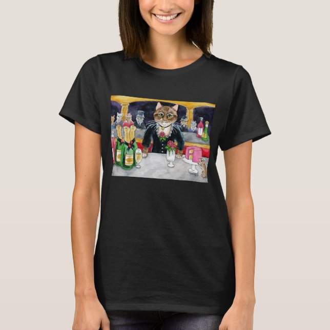 Cute Cat Manet spoof Paris Nightclub T-Shirt (Front)