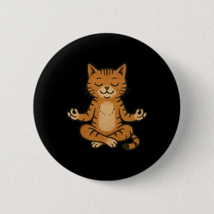 Cute Cat Meditating Yoga 6 Cm Round Badge