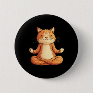 Cute Cat Meditating Yoga Men Women Girls Kids 6 Cm Round Badge