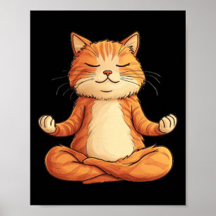 Cute Cat Meditating Yoga Men Women Girls Kids Poster