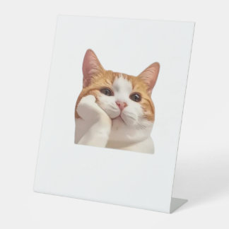 Cute Cat Meme & Pink Coffee Aesthetic Sticker Shee Pedestal Sign