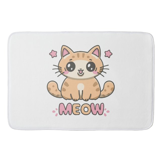 cute cat meow bath mat (Front)