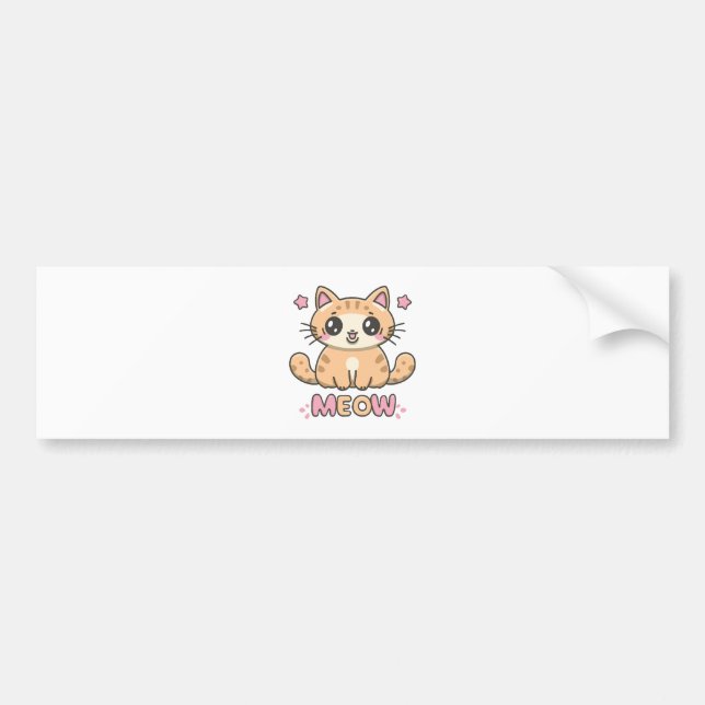 cute cat meow bumper sticker (Front)