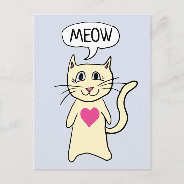 Cute Cat Meow I Love You Postcard (Front)
