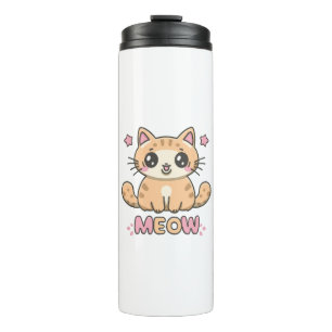 cute cat meow thermal tumbler