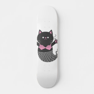 Cute cat mermaid silhouette - Choose back color Skateboard