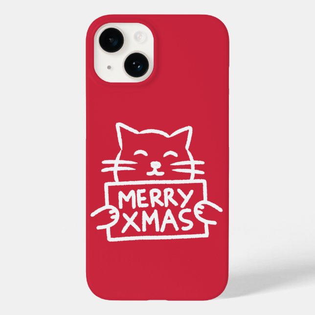 Cute Cat Merry Xmas Case-Mate iPhone Case (Back)