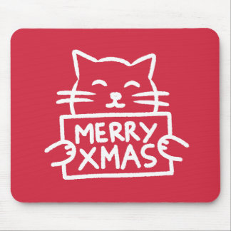 Cute Cat Merry Xmas Mouse Pad