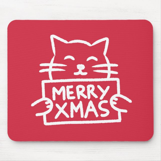 Cute Cat Merry Xmas Mouse Pad (Front)