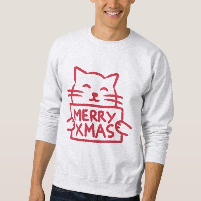Cute Cat Merry Xmas Sweatshirt (Front)