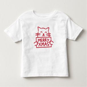 Cute Cat Merry Xmas Toddler T-Shirt