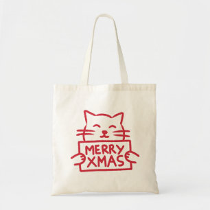 Cute Cat Merry Xmas Tote Bag