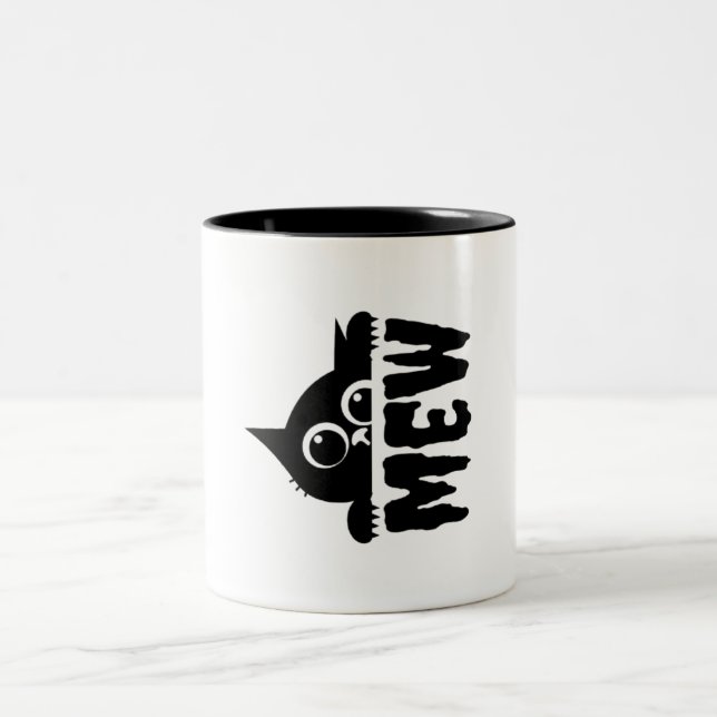 Cute Cat & “Mew” Text – Funny Cat Lover Mug (11 oz (Center)