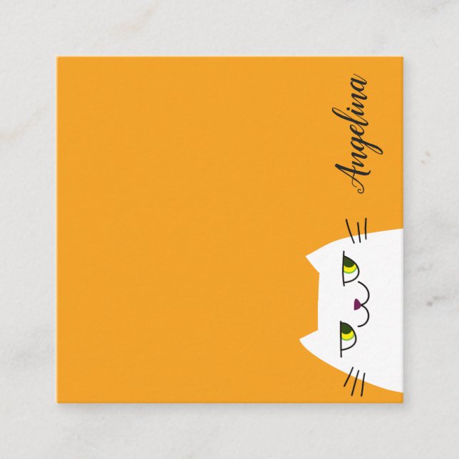 Cute Cat Minimalist Business Card Modern (Front)