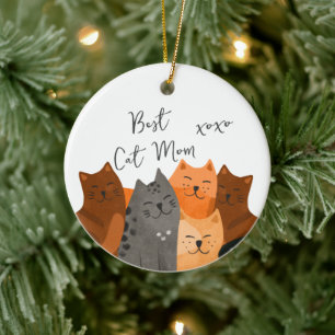 Cute Cat Mom Christmas Ornament