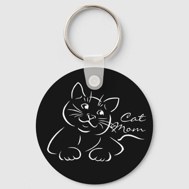 Cute Cat Mom Cool Cat Key Ring (Front)