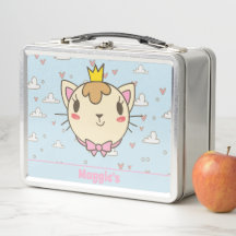 Cute Cat Monogrammed Lunch Box