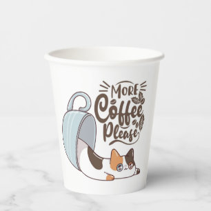 Cute Cat More Coffee Please Mug – Funny Coffee Lov Paper Cups