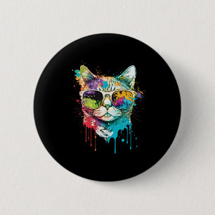 Cute Cat Motif Pop Art Cat 6 Cm Round Badge