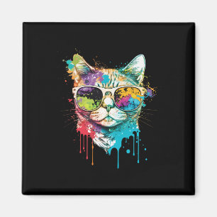 Cute Cat Motif Pop Art Cat Magnet