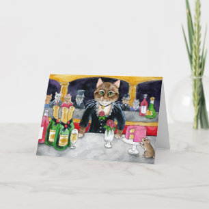 Cute Cat, Mouse, Manet Paris (French Version) Card