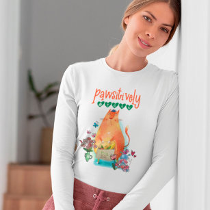 Cute Cat Mouse Pawsitively Vegan Humour T-Shirt
