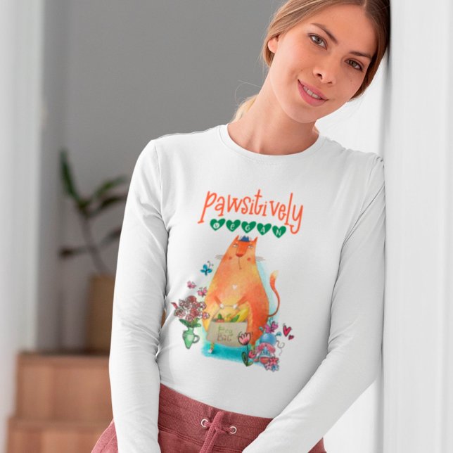Cute Cat Mouse Pawsitively Vegan Humour T-Shirt (Creator Uploaded)