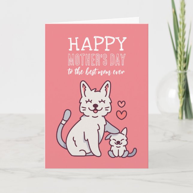 Cute Cat Mum Animal Cartoon Happy Mother's Day Card (Front)