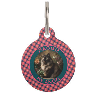 Cute Cat Mum Gift Gingham Pattern Pet Tag